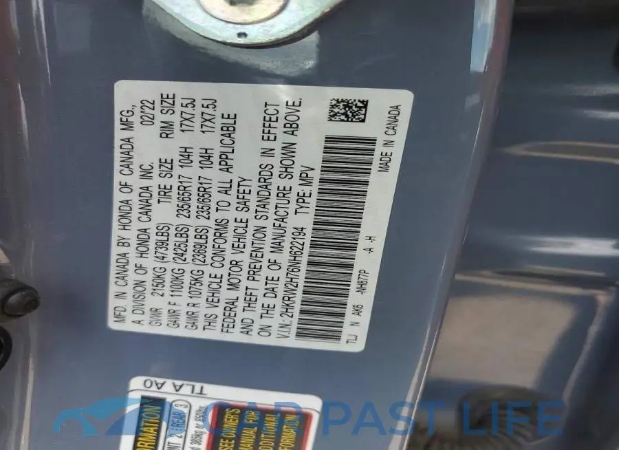 2HKRW2H76NH622194# 13