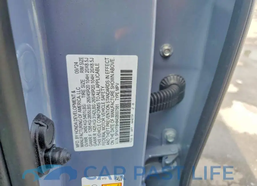 5FNYF8H84SB007581# 12