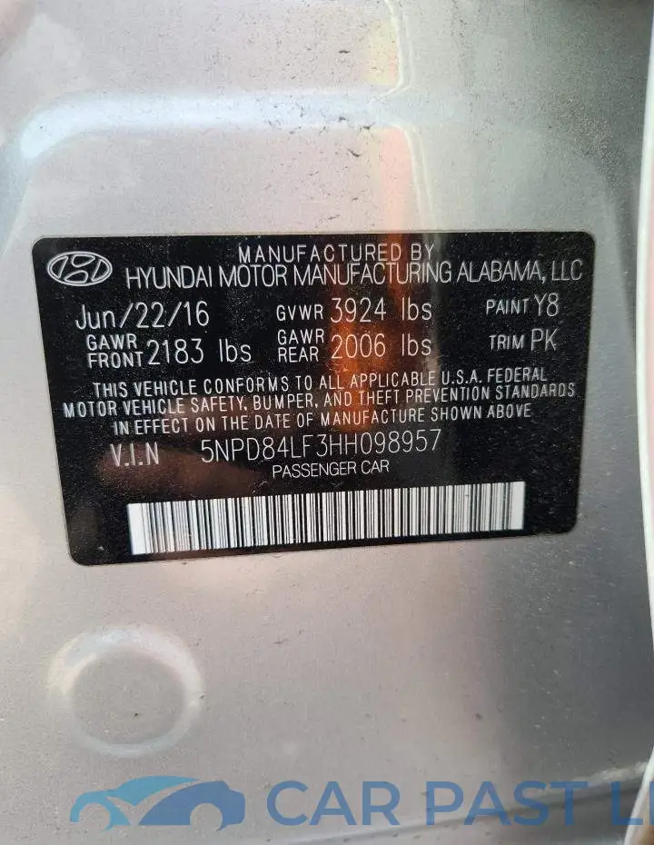 5NPD84LF3HH098957# 12