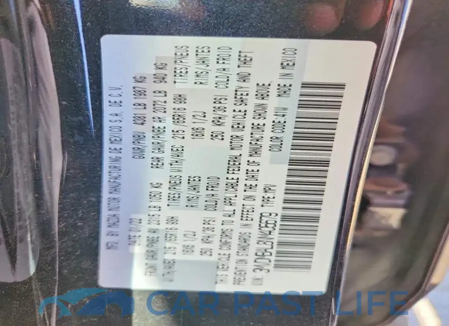 3MVDMBAL8NM405679# 12