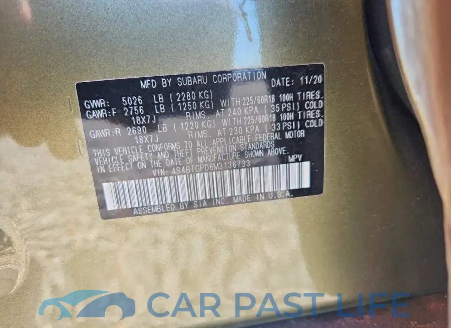 4S4BTGPD6M3136733# 12