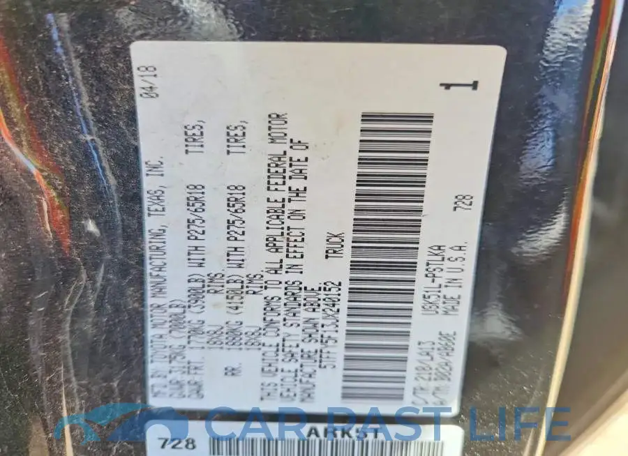 5TFFY5F13JX240152# 12