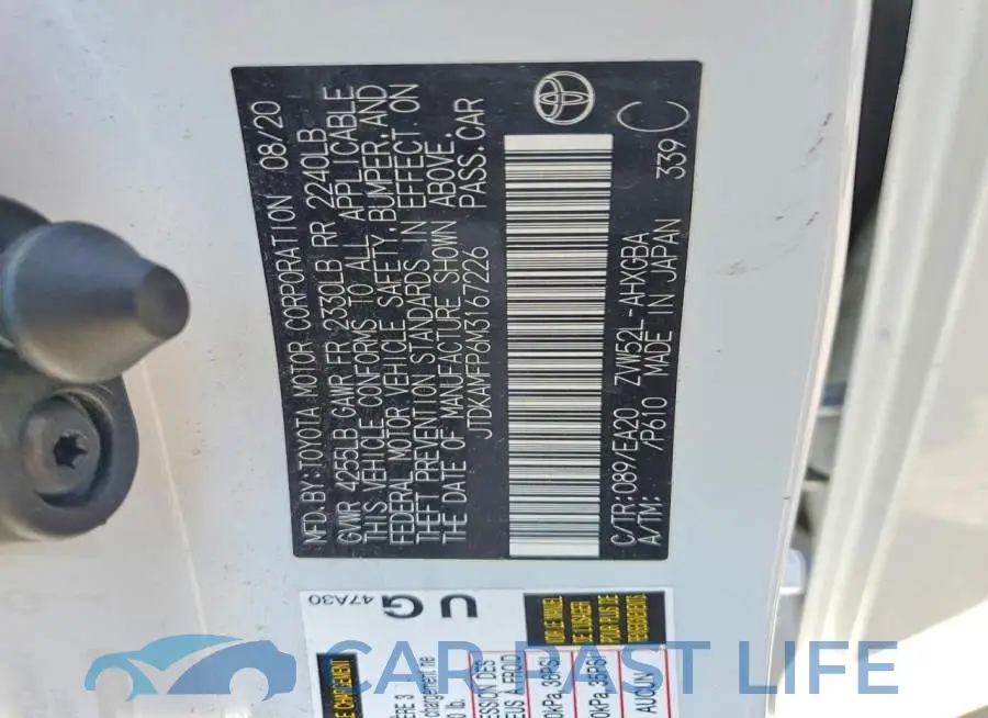 JTDKAMFP6M3167226# 12
