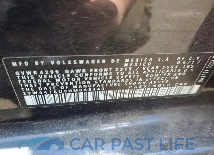3VW447AU9HM063443# 12