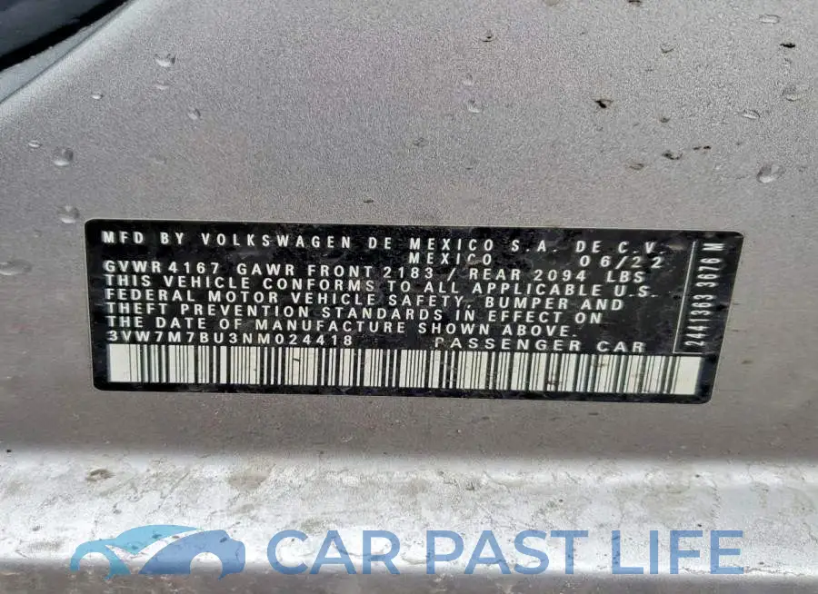3VW7M7BU3NM024418# 12