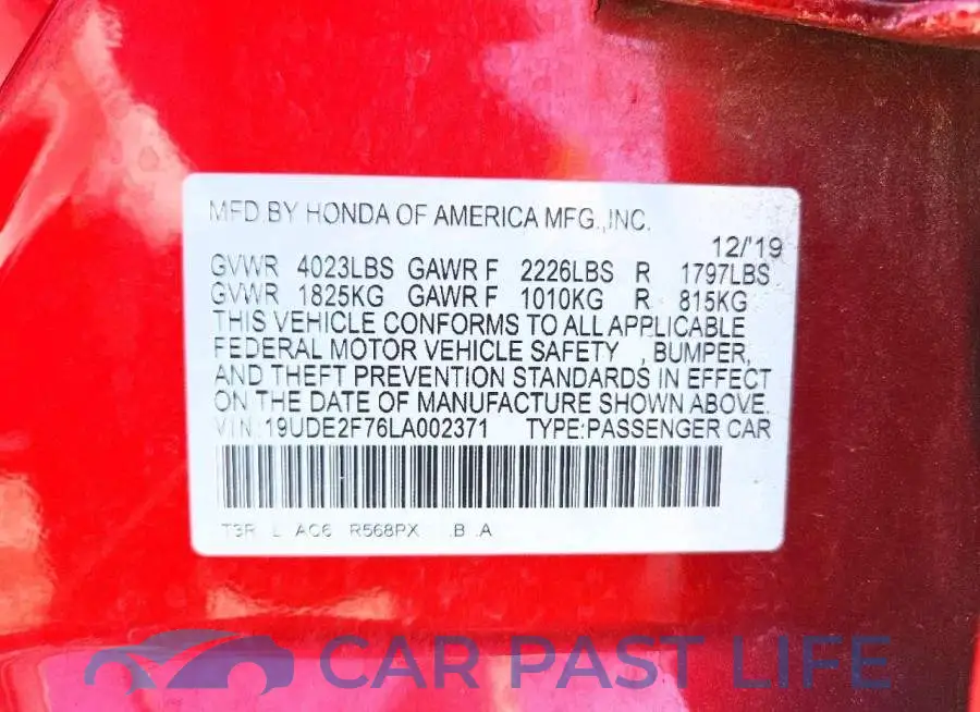19UDE2F76LA002371# 12