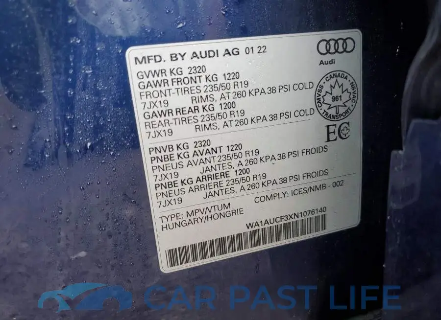 WA1AUCF3XN1076140# 13