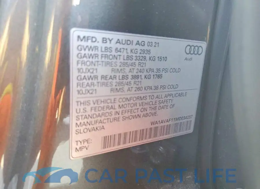 WA1AVAF11MD034257# 13