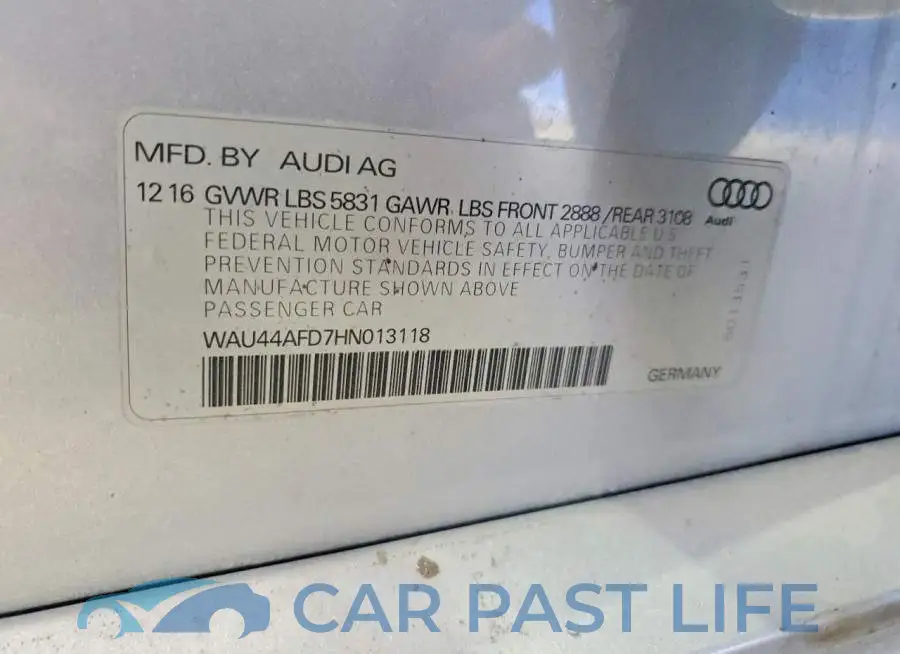 WAU44AFD7HN013118# 12