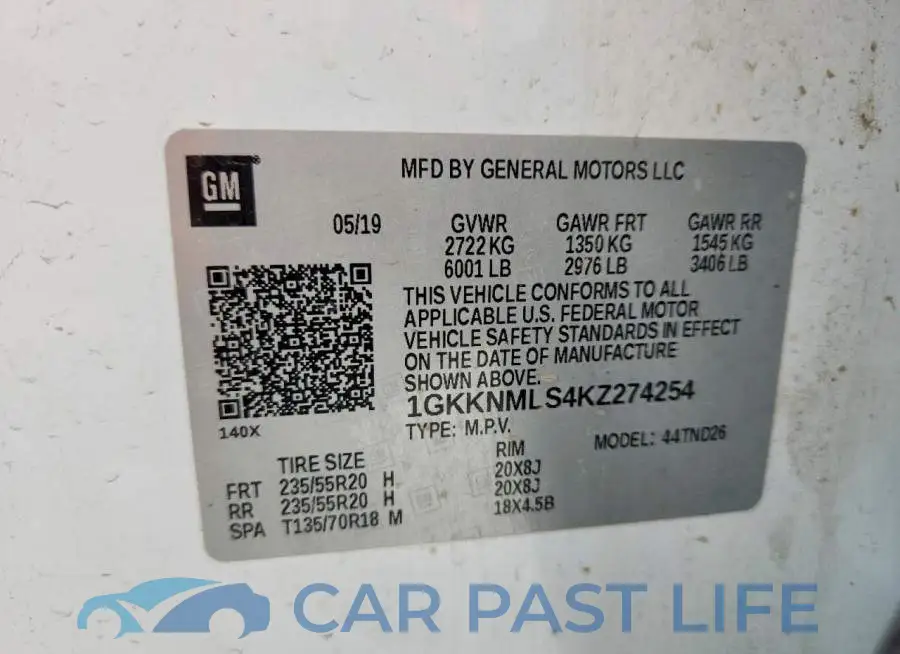 1GKKNMLS4KZ274254# 14