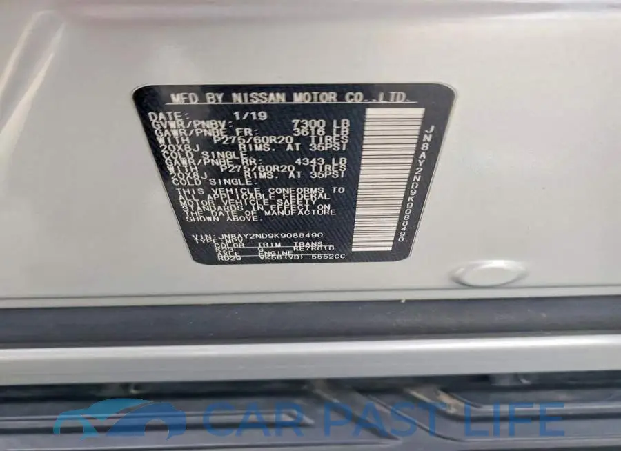 JN8AY2ND9K9088490# 13
