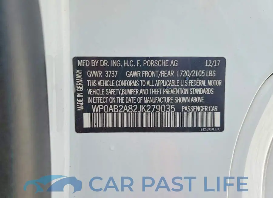 WP0AB2A82JK279035# 12