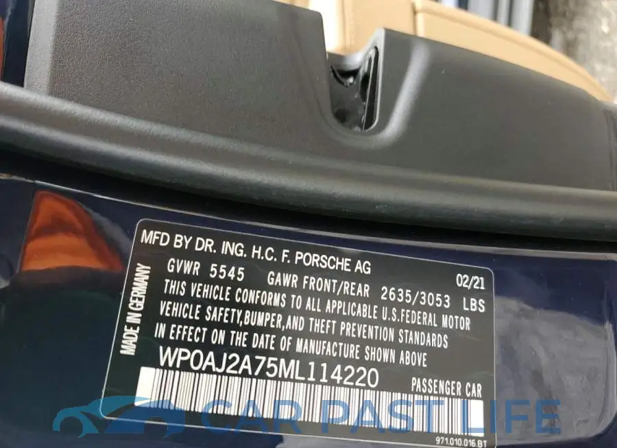 WP0AJ2A75ML114220# 13