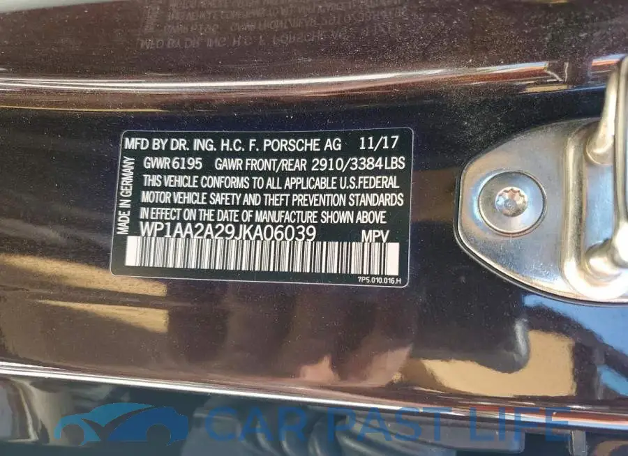 WP1AA2A29JKA06039# 13