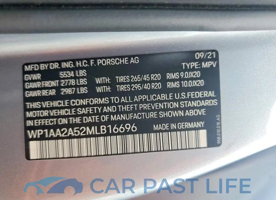 WP1AA2A52MLB16696# 14
