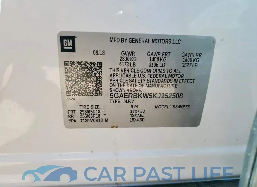 5GAERBKW5KJ152508# 13