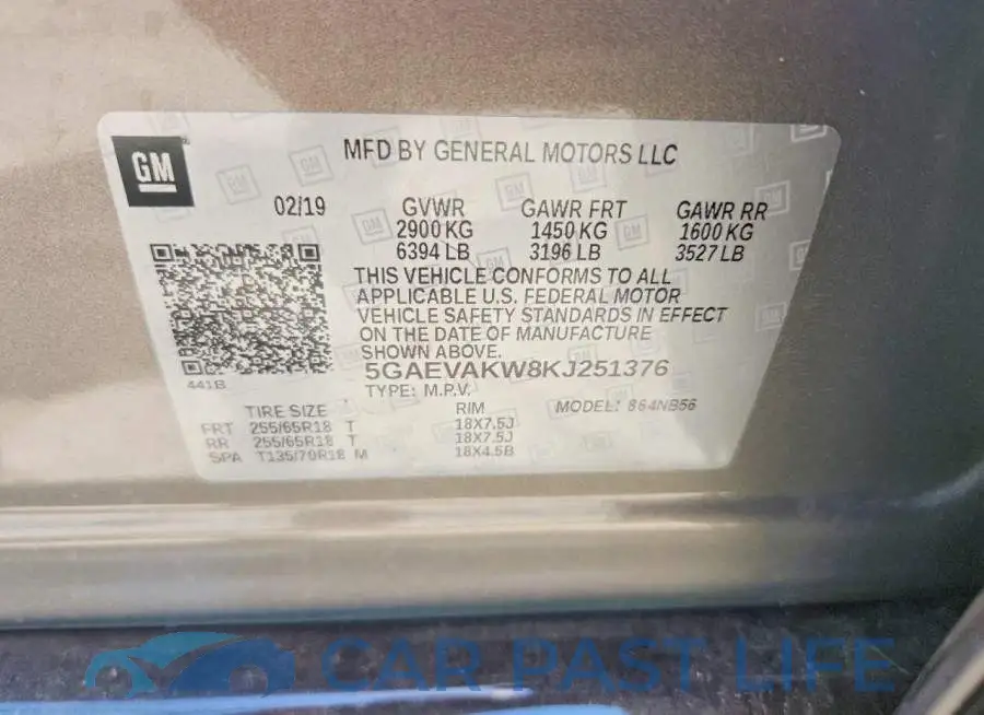 5GAEVAKW8KJ251376# 13