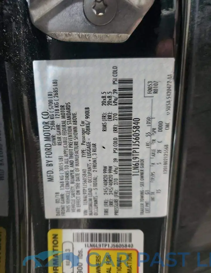 1LN6L9TP1J5605840# 12