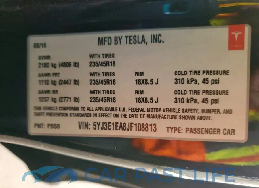 5YJ3E1EA8JF108813# 12