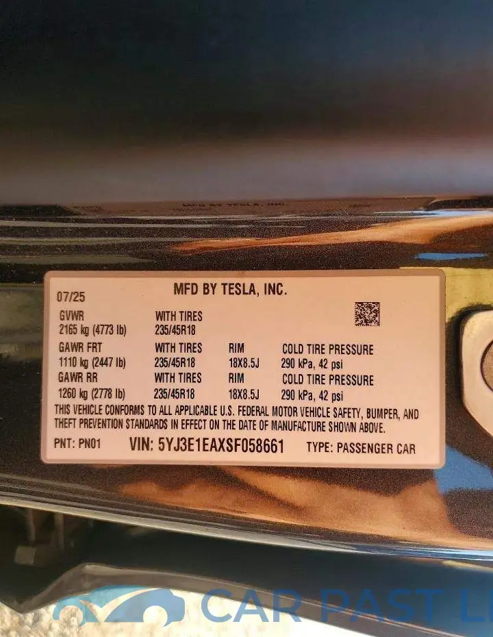 5YJ3E1EAXSF058661# 12