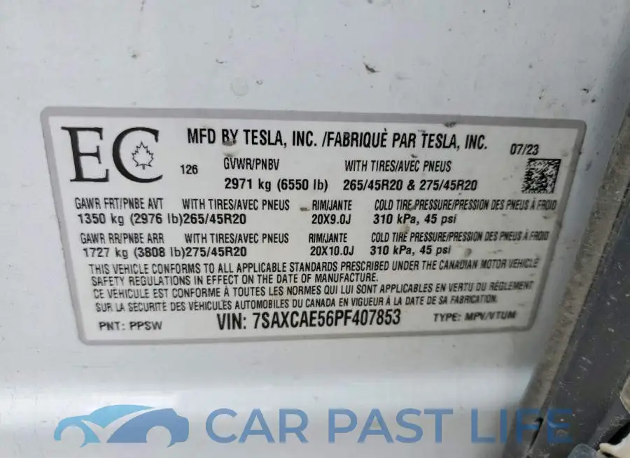 7SAXCAE56PF407853# 13