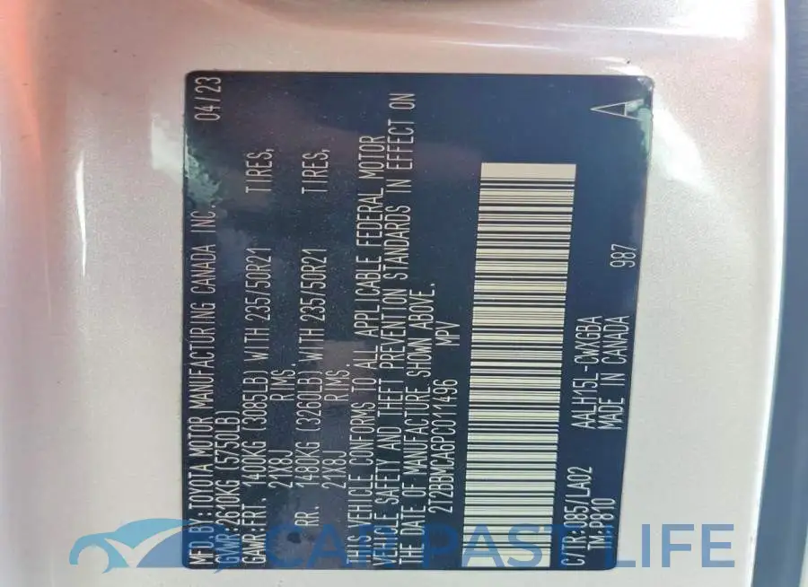 2T2BBMCA6PC011496# 13