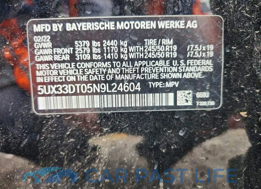 5UX33DT05N9L24604# 12