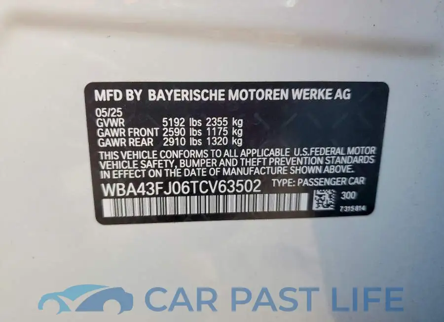 WBA43FJ06TCV63502# 12