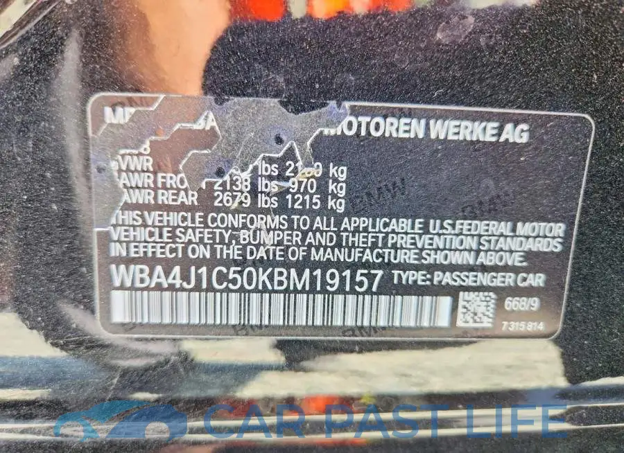 WBA4J1C50KBM19157# 12