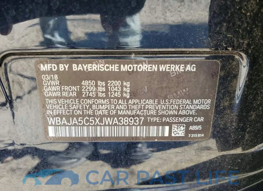 WBAJA5C5XJWA38937# 12