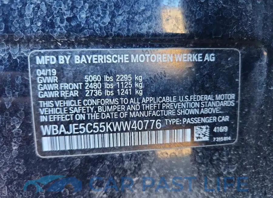 WBAJE5C55KWW40776# 12
