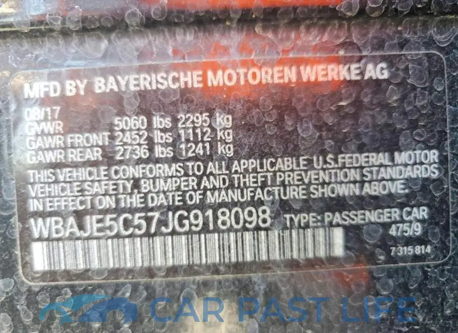 WBAJE5C57JG918098# 12