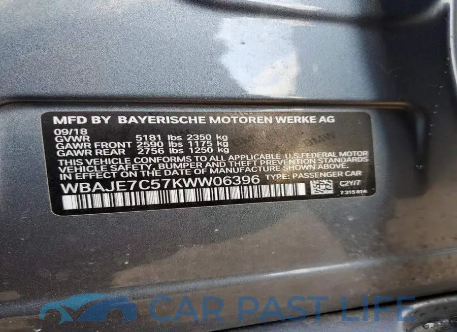 WBAJE7C57KWW06396# 12