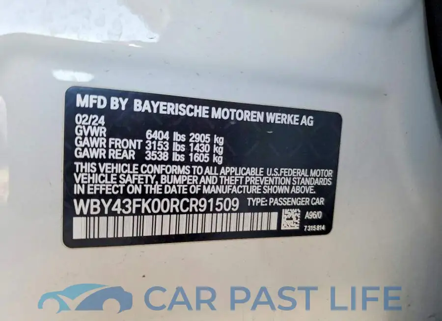 WBY43FK00RCR91509# 12
