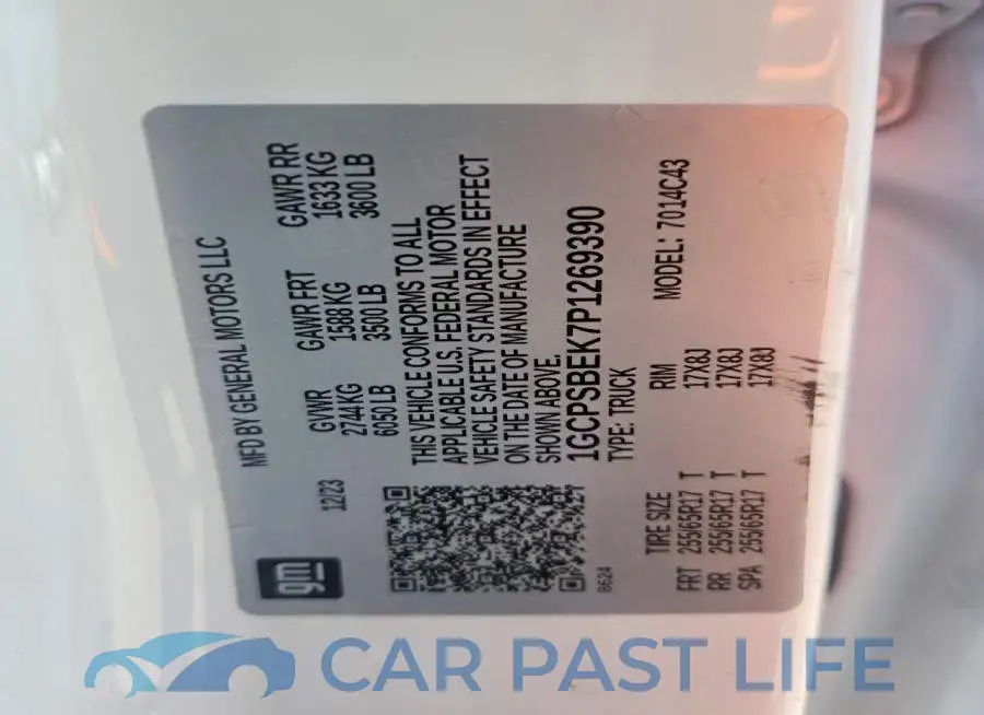 1GCPSBEK7P1269390# 12