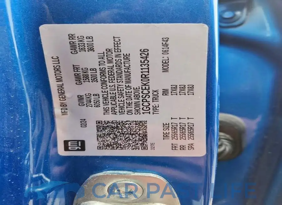 1GCPSCEK0R1135426# 12