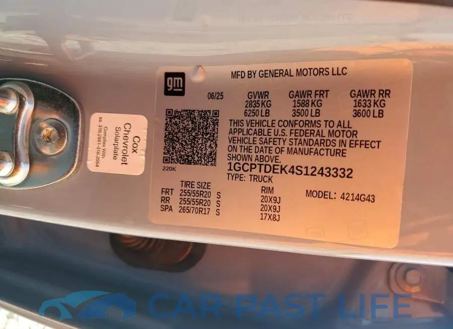 1GCPTDEK4S1243332# 12