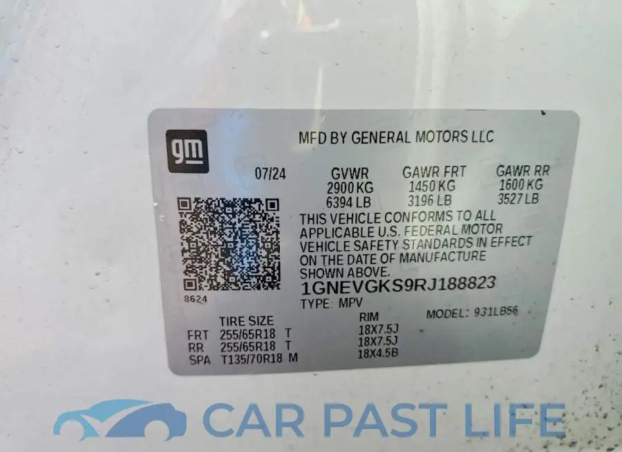 1GNEVGKS9RJ188823# 13