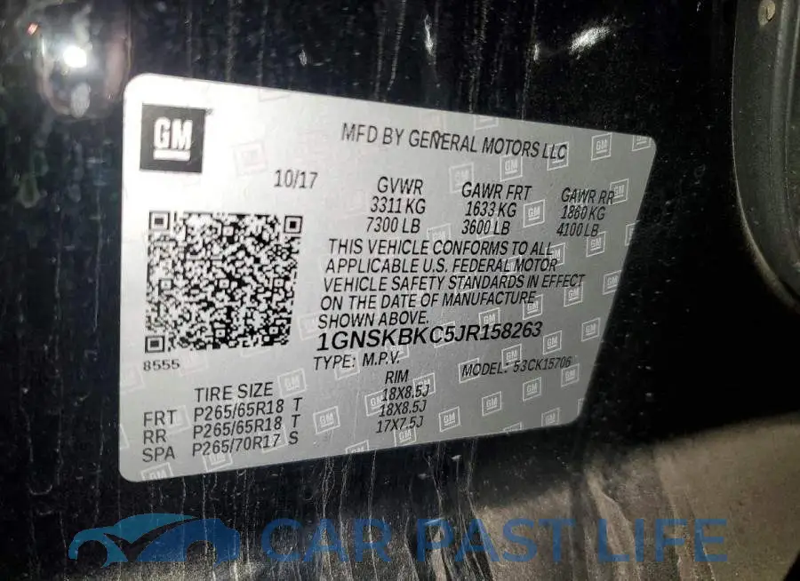 1GNSKBKC5JR158263# 13