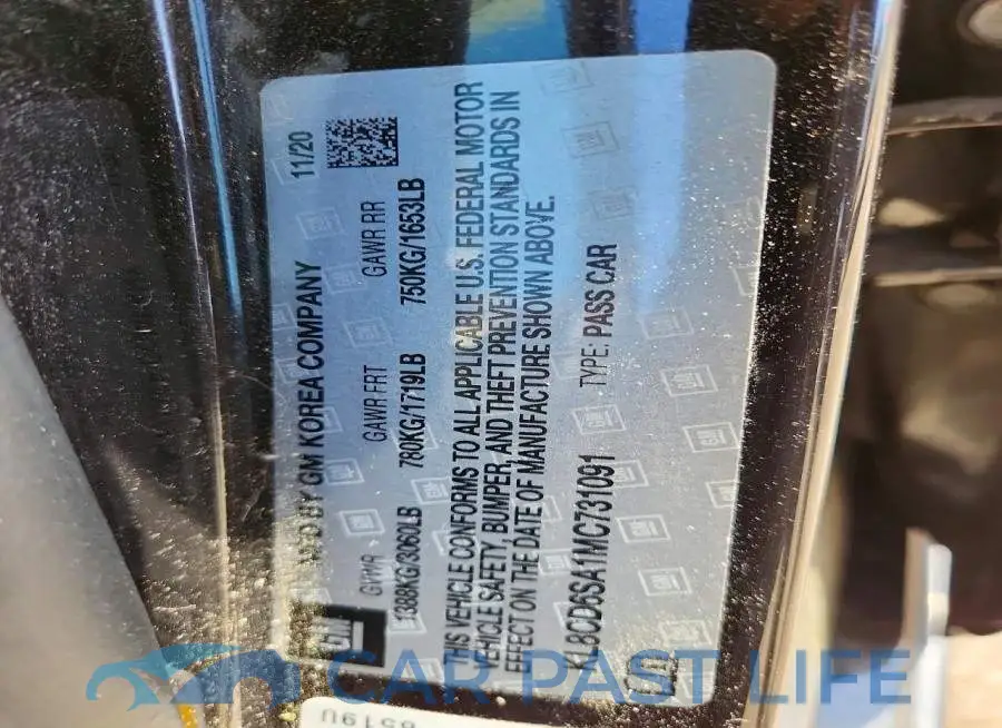 KL8CD6SA1MC731091# 12