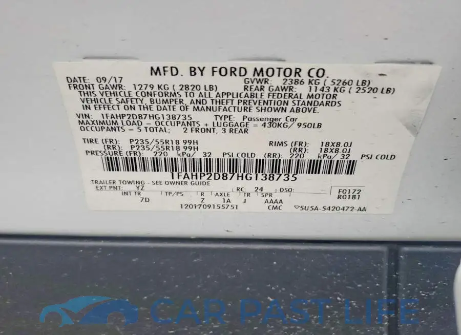 1FAHP2D87HG138735# 12