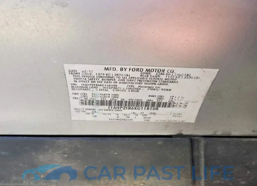 1FAHP2F86KG118108# 12