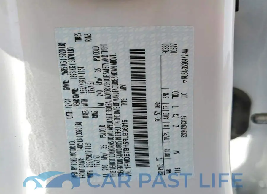 1FMDE7BH5RLB36016# 13