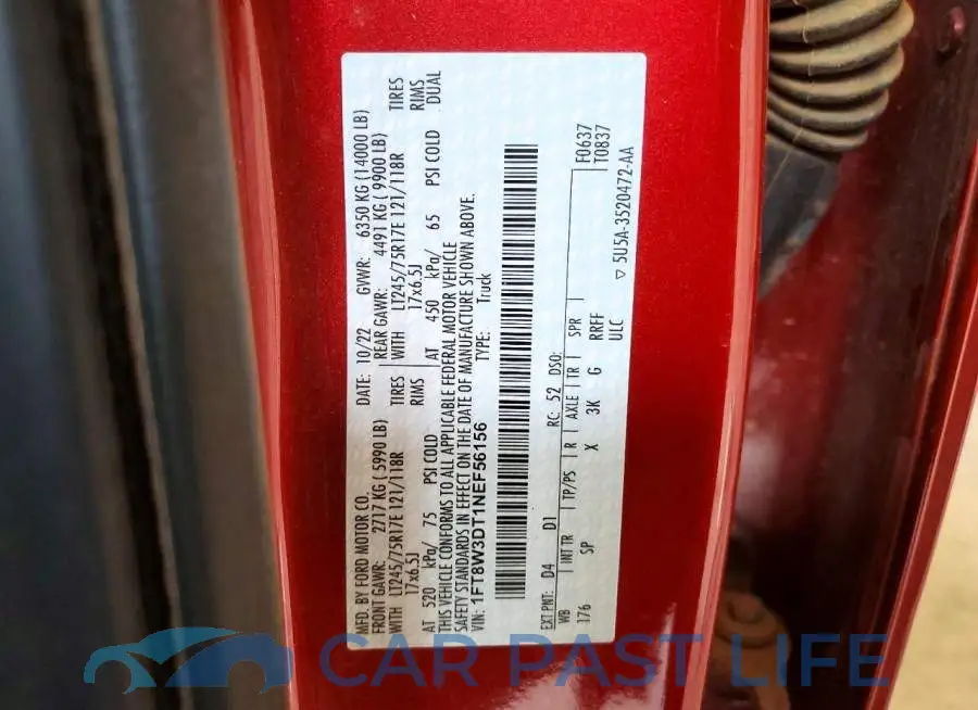 1FT8W3DT1NEF56156# 12