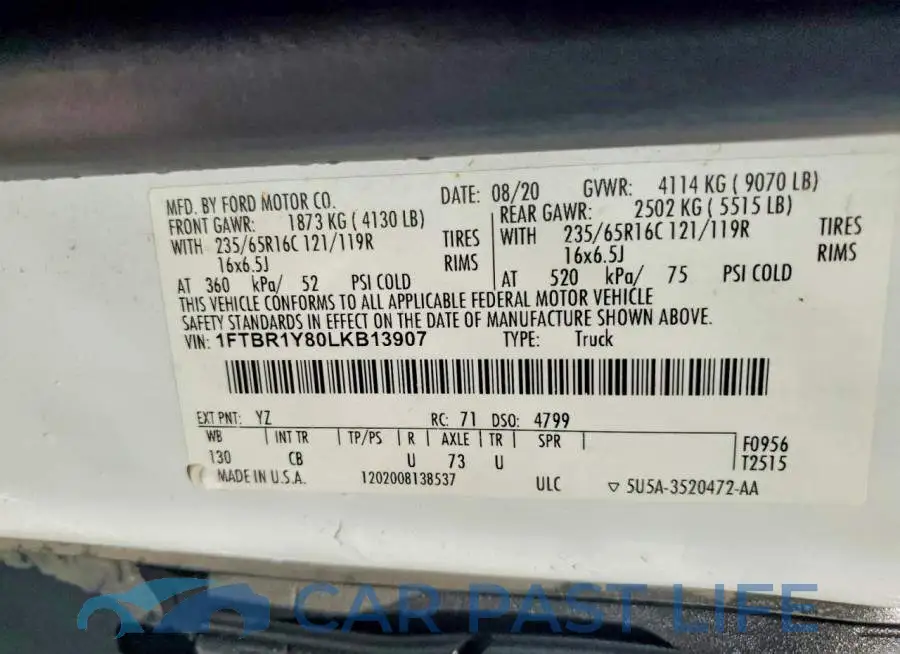1FTBR1Y80LKB13907# 14