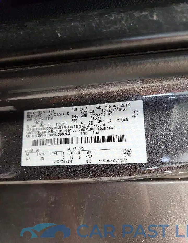 1FTEW1EPXNKD50764# 12