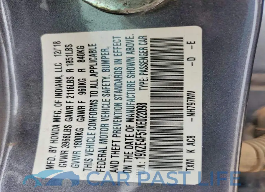 19XZE4F51KE022098# 13