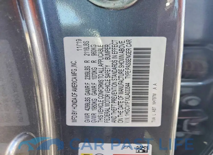 1HGCV1F1XLA033544# 10