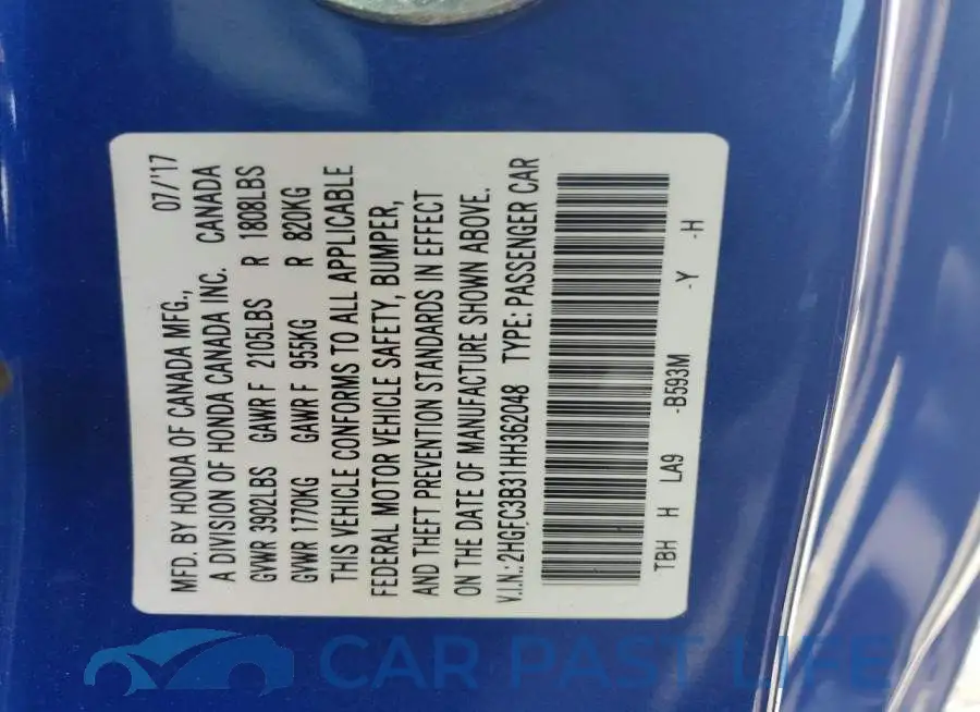 2HGFC3B31HH362048# 13