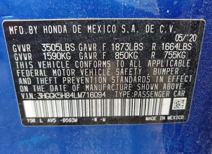 3HGGK5H84LM716094# 12